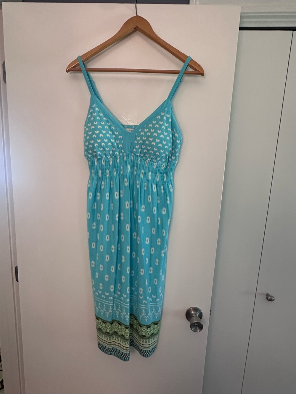 Athleta Turquoise Mini Dress with Green Hem